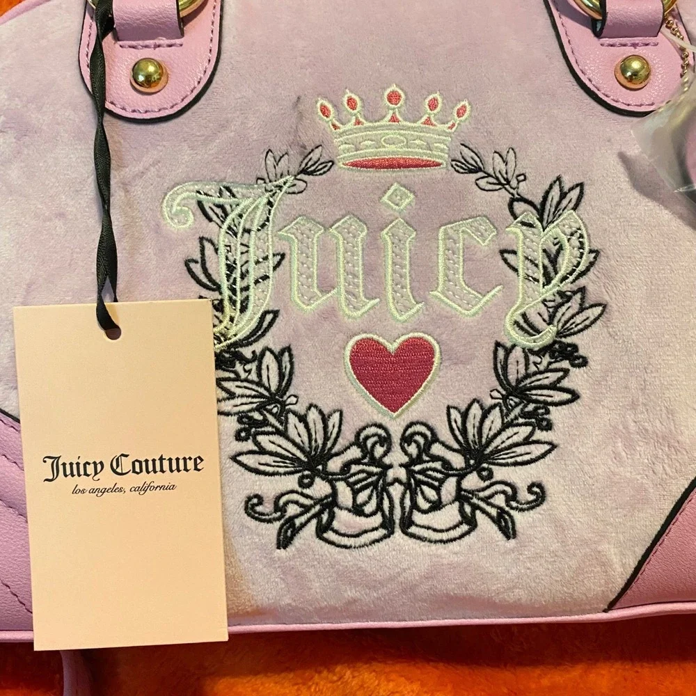 Juicy Couture Urban Heritage Bowler Dusty Purple Heart Crown Bag Crossbody NEW!!